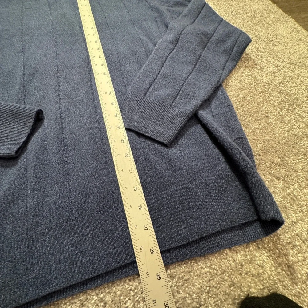 Geoffrey Beene Sweater Polo Mens XL Blue Acrylic Vintage Rugby Knit Textured